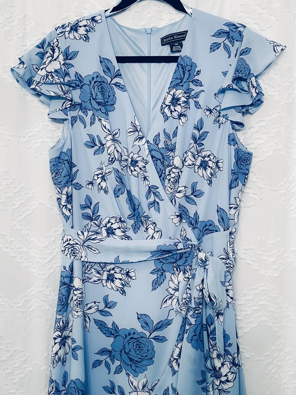 Jessica Howard Blue Floral Wrap Midi Dress